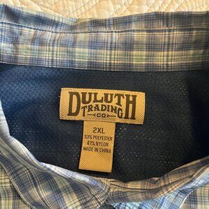 DULUTH TRADING SZ 2XL ADJ. LONG SLEEVE LIGHTWEIGHT CASUAL SHIRT W/GUSSETS